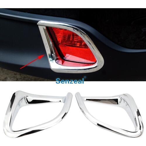 Senzeal 2PCS ABS Chrome Rear Fog Light Lamp Cover Trim for Toyota Highlander 2014 2015 2016 2017 2018 2019 Rear Fog Light Cover