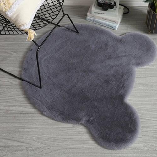 Gray Artificial Plush Bear Carpet Fluffy Rug Antifall Nonslip Floor Carpet Room Floor Mat Bedroom Carpet Children Door Mats