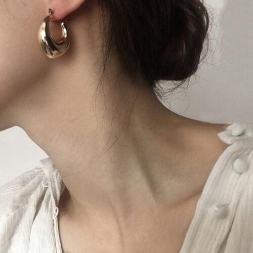 Chic Gold Big Thick Heart Earrings for Women Girl Kpop Gothic Lover Water Drop Hearts Earrings Fashion Jewelry