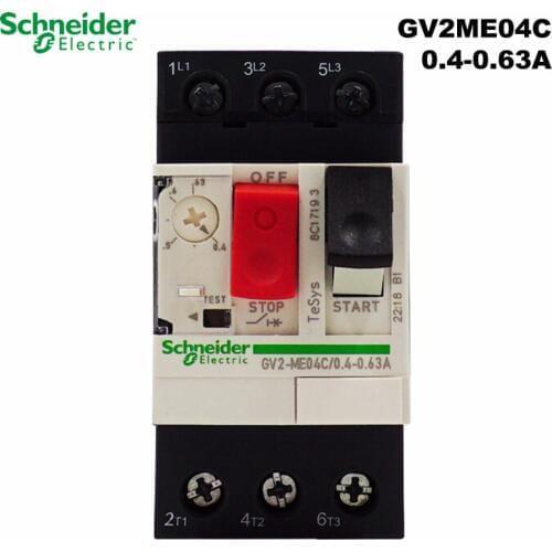 Schneider Electric GV2ME04C 0.4-0.63A motor thermal magnetic circuit breaker button 3P protection switch setting current range