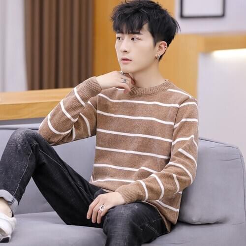 Teenage chenille sweater boys Korean style trend personality half turtleneck sweater 2021 spring and autumn with a bottoming shi