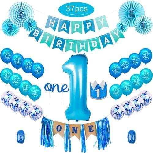 PATIMATE 1st Birthday Banner Happy Birthday Party Decoration Kids One Year First Birthday Boy Party Baby Shower