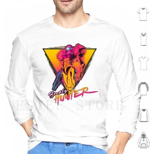 Bounty Hunter Hoodies Long Sleeve Samus Aran Samus Aran Metroid Luigi Gunship Gaming Videogames Retro Old School