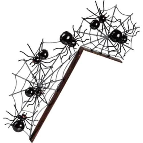 Halloween Decoration Metal Black Bat And Spider Shape Ornament Door Corner Sign Halloween Corner Sign For Halloween Decoration