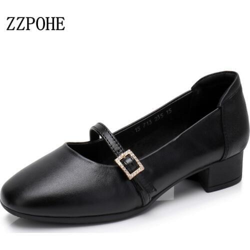 ZZPOHE 2018 Spring Autumn Womens Pumps Fashion Women med Heel Shoes Woman Slip On Casual Shoes