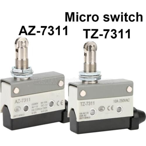 1Pcs AZ-7311/TZ-7311 10A 250VAC 15A 380VAC Microswitch Small Dust Proof Travel Micro Switch Vertical With Roller