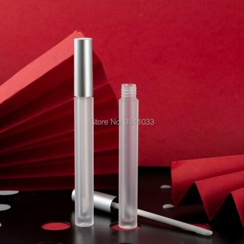 10/30/50/100pcs Silver Cosmetic Lip Gloss Lip Glaze Container With Stopper Frosted Lipstick Refillable Bottle Lipgloss Wand Tube