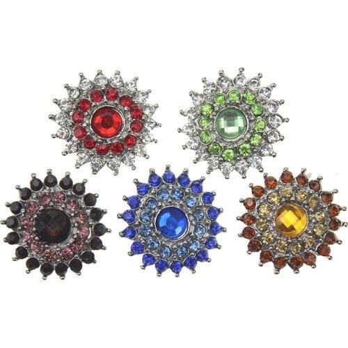 10pcs/lot Snap Flower Crystal Jewelry 18mm Metal Snap Buttons for Snap Bracelets DIY Snap Jewelry