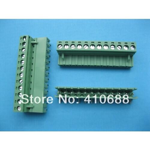10 Pcs Angle 12 way/pin Pitch 5.08mm Screw Terminal Block Connector Pluggable Type Green 2EDCK-2EDCR-5.08