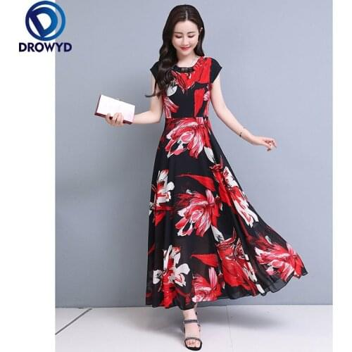 2021 Summer Floral Chiffon Dress for Women Beach Boho Sundress Bodycon Elegant Maxi Vestidos Print Vintage Party Long Dresses