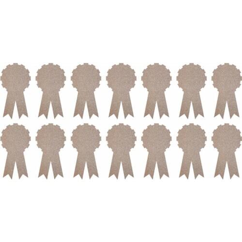 2x3.8cm Award ribbon rose gold glitter sticker label