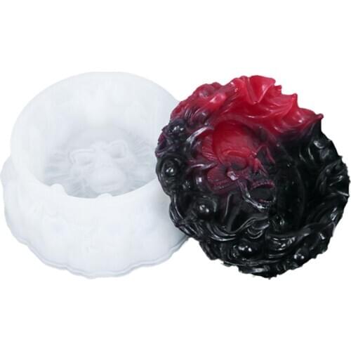 3D Silicone Mold Creative Flame Skull Ashtray Halloween Decoration Tool To Produce Gypsum Resin Concrete Silicone Mold