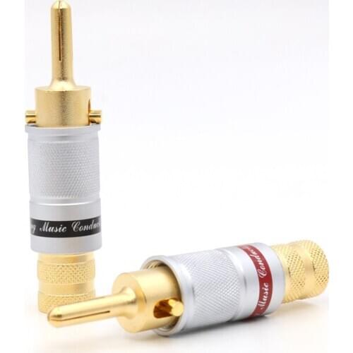 4PCS CMC 6008 Lockable banana plug speaker cable plug hifi Screw locking