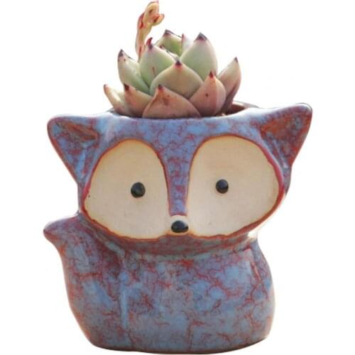 4Pcs Attractive Plant Pot Portable Lightweight Ceramic Cartoon Corrosion Resistant Fox Shape Succulent Holder Planter for Garden