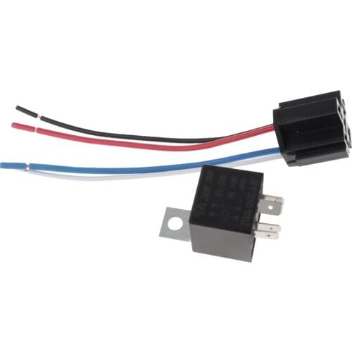 40A 4 Pin Wires Cable Relay Socket Harness Sockets DC 12V for Car Auto