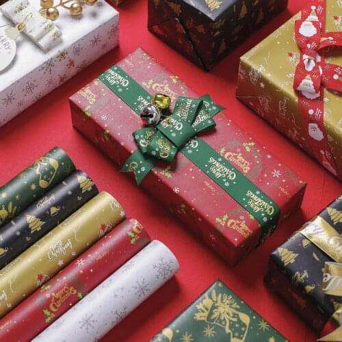 5Pcs/set Christmas Wrapping Paper Roll Scrapbooking DIY Craft Paper Holiday Birthday Party Gift Box Wrap Paper Decoration