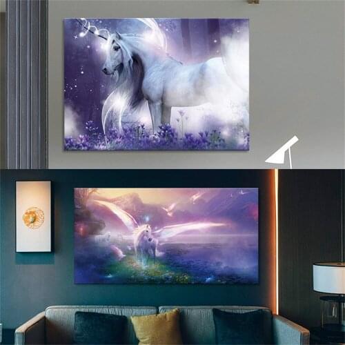 Abstract Fantastic Colorful Unicorn Wall Art Canvas Paintings Horse Poster Home Decor Prints Decoration for Livingroom