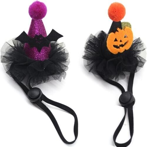50pcs Halloween Dog Accessories Pumpkin Dog Cat Hat Cat Witch Wizard Hat for Halloween Parties Items Pet Dog Pary Holiday Caps