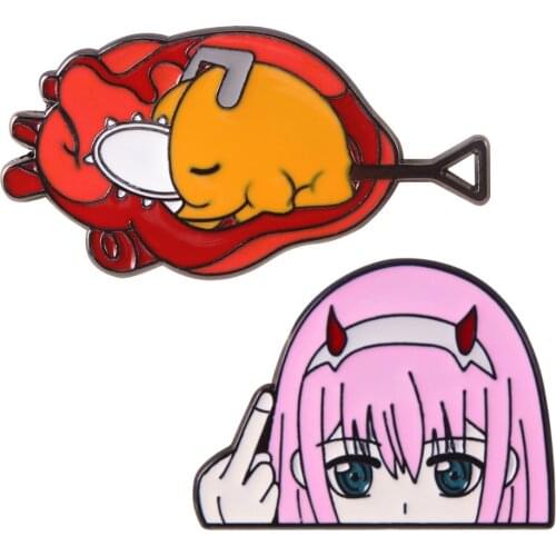 1 Pcs Kawaii Anime DARLING In The FRANXX Brooch Pins Character 02 ZERO TWO Metal Badge for Women Men Collar Backpack Figure Toys