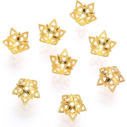 50 pcs 9mm Brass bead cap high quality gold plate star Spacer Bead DIY for Jewelry Making Bracelet Findings Necklace Accessories