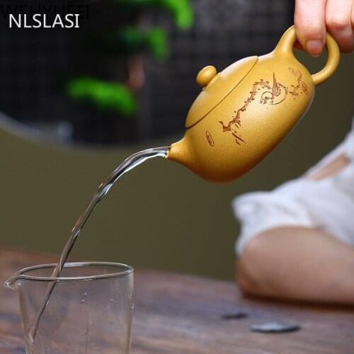NLSLASI Yixing Teapot Zisha Xishi Pot Handmade Raw ore Purple Clay teapot Household Teaware Drinkware Customized gifts 190ml