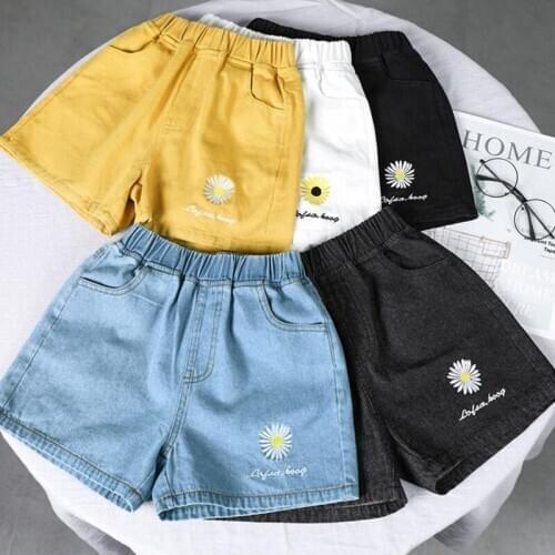Jeans Pants Baby Girl Summer Embroidered Flowers Overall Trousers Cotton Soft Loose Comfortable Kids Fashion Casual Clothes