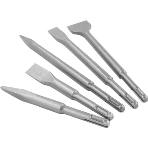 5pcs Electric Hammer Chisel Round/Pointed/Fat Chisel Impact Drill Bit for Scraper Wall Excavation Set