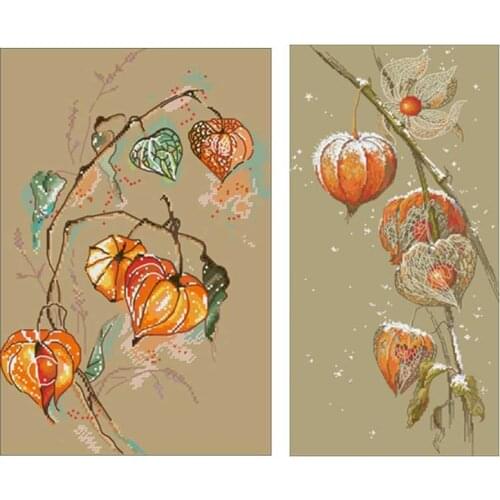 Lantern flower patterns counted 11CT 14CT DIY Cross Stitch Sets wholesale Cross-stitch Kits Embroidery Needlework