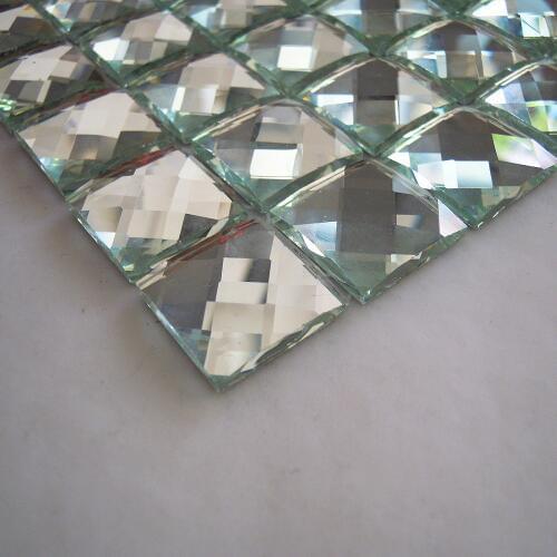Glossy silver color 13 faced diamond mirror glass mosaic tile luxury fashion mirror tiles for kitchen backsplash silver color