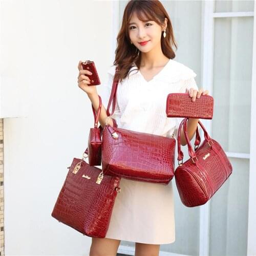 6set Alligator Pattern Shoulder Handbags Classic Luxury Design Solid Color Clutch Leather Women Card Bags Handbag Shoulder Bags