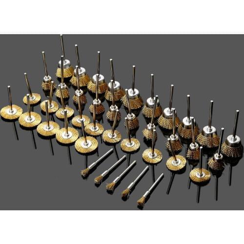 Dophee 40Pcs Brass Wire Wheel Brushes Rotary Tools Burr Abrasive Tools Deburring For Drill Polishing Grinding Dremel Accessories