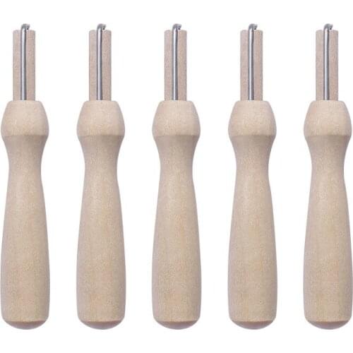 LMDZ 5Pcs/set Handmade Wooden with Felting Needles DIY Craft Sewing Needlework Felt Hand Needles Tool Set Felt DIY Accessories