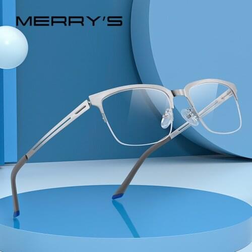 MERRYS DESIGN Classic Men Titanium Alloy Optical Glasses Frames Male Ultralight Square Myopia Prescription Eyeglasses S2183