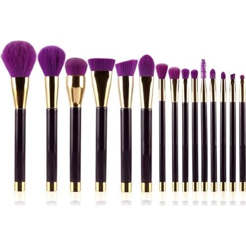 Wholesale 20sets New Excellent 5 colors Professional 15Pcs Makeup Brushes Powder Foundation Cosmetics Brush Set Make up Brushes