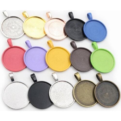 New Fashion 10pcs 25mm Inner Size 4 Colors Plated Classic Simple Style Cabochon Base Setting Charms Pendant