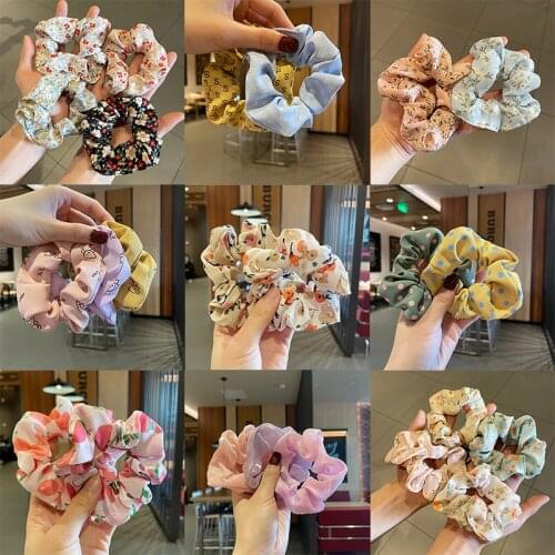 Summer new floral large intestine hair ring simple Korean mesh hair ornaments high elastic rubber band hair rope ins head rope