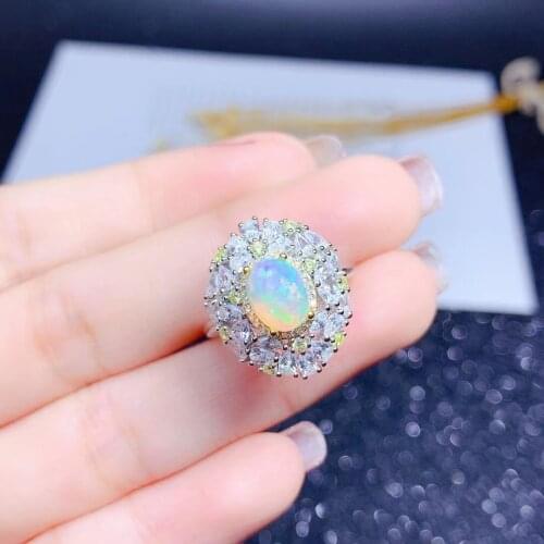 New Coming 100% Natural and Real Opal Ring 925 sterling silver Opal Ring Pure High Quality For Anniversary