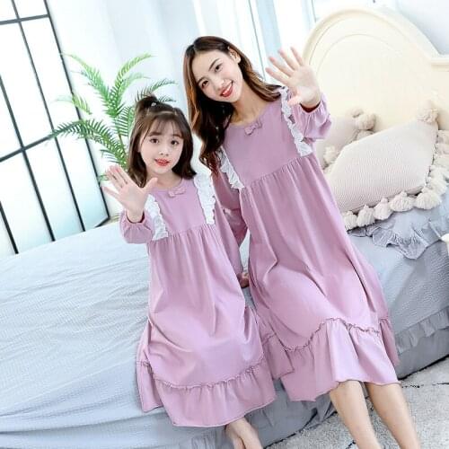 Mother Daughter Pyjamas Pure Cotton Christmas Family Matching Pajamas Mom and Daughter Dress Ruffles Mum Sister Baby Kids Dress