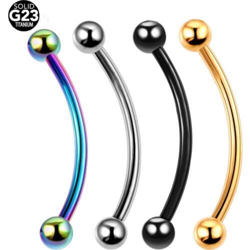 2PCS 16G G23 Titanium Snake Eyes Tongue Piercing Curved Barbell Titanium Snake Eyes Pirsing Piercings Tongue Barbell langue