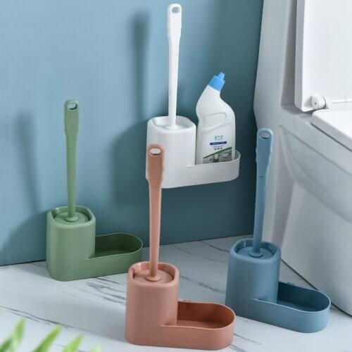 SiliconeToilet Brush Soft Bristle Wall-mounted Bathroom Toilet Brush Holder Set Clean Tool Durable ThermoPlastic Rubber