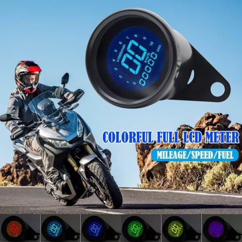 7 LED Universal Motorcycle Digital Motorcycle Speedometer LCD Odometer 12V Backlight Tachometer indicator Scooter ATV Meter