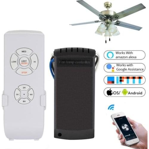 AC 110V 220V WIFI Smart Ceiling Fan APP Remote Timer and Speed Control Light Home Work With Amazon Alexa and Google Home