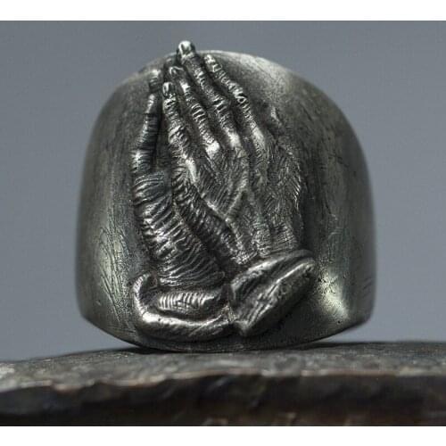 Steampunk Vintage Christian Religion Mary Praying Mens Stainless Steel Opening Rings Gothic Punk Rock Biker Jewelry Accessories