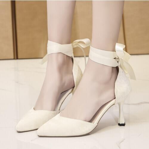 High Thin Heels Women Sandals Ankle Strap Pumps Shoes Woman Ladies Pointed Toe High Heels Dress Party Shoes Chaussure U22-32