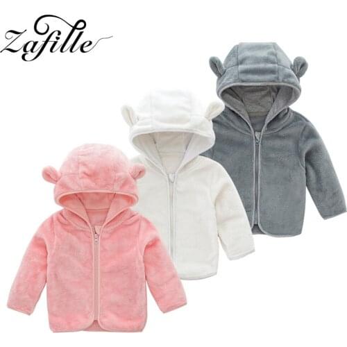 ZAFILLE 2021 Autumn Winter Kids Coat For Girls Boys Clothes Cute Rabbit Ears Child Hoodies Outwear Coat Soft Flannel Baby Jacket