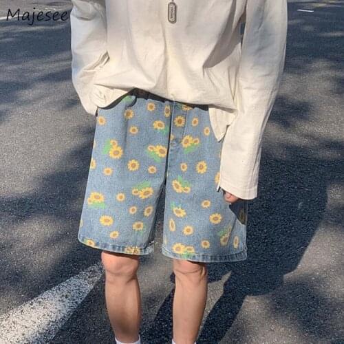 Shorts Women Vintage Floral Drawstring Couples Oversize Harajuku Loose Summer Korean Streetwear Stretchy Waist Wide Leg Trousers