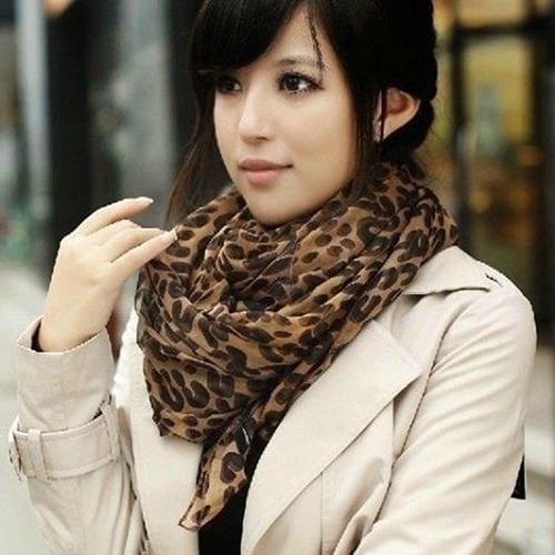 Women Fashion Long Leopard Shawl Scarf Wrap Lady Chiffon Wrap Stole Gift Elegant Women Scarf