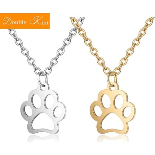 The Dogs Paw Pendant Necklace Women Titanium Stainless Steel Gold Rose Gold Color Chain Necklace Trendy Women Jewelry Gift