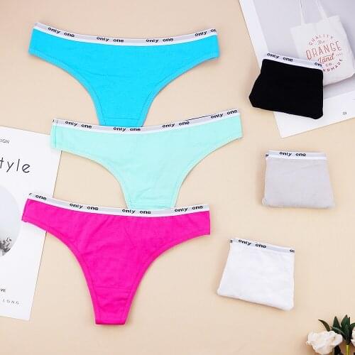 Womens Underwear Cotton Sexy Lingerie G-string Sport Panties Letter Waisted Underwear Thongs Femme Lady Intimate Thong Briefs