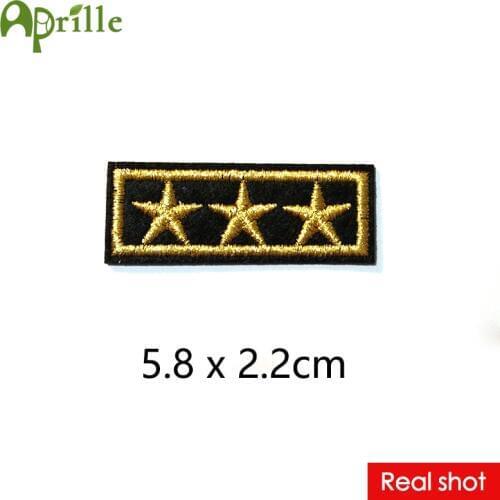 10pcs gold five star strip patch for clothes iron sew on military army biker embroidered badge armbands applique application diy